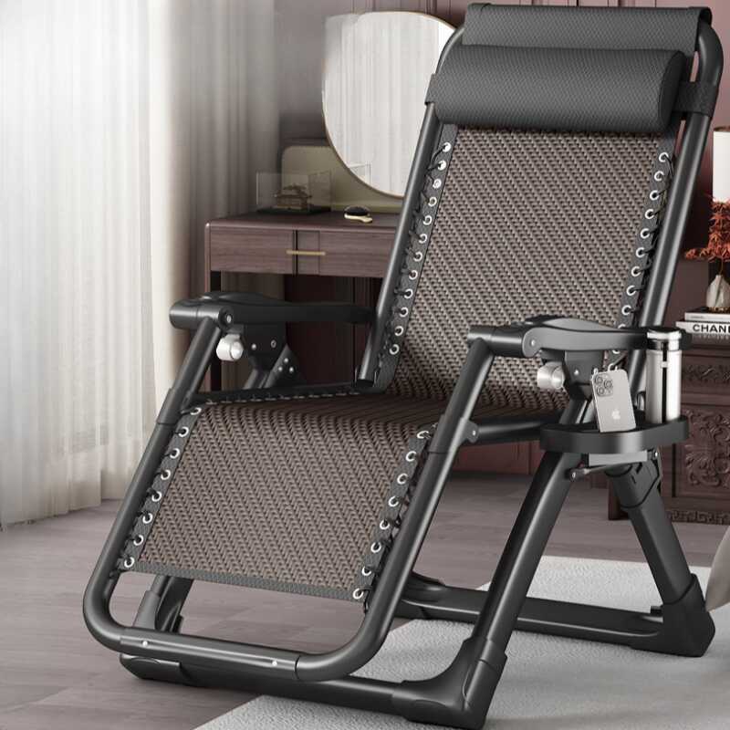 Standard (No Motion) Recline Chairs with Removable Cushion, Pillow, Locking Back Angle, Cupholder & Independent Foot Movement, Midnight Black/Grey/Butter Colour