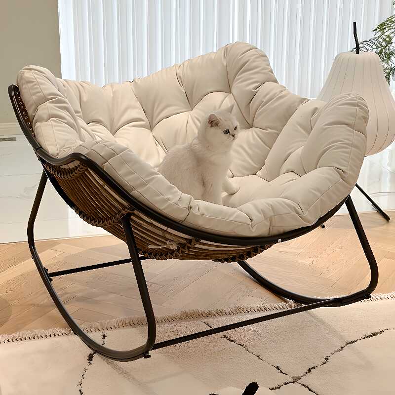 Contemporary Upholstered Rocking Armchair with Padded Seat and Dirt Resistance