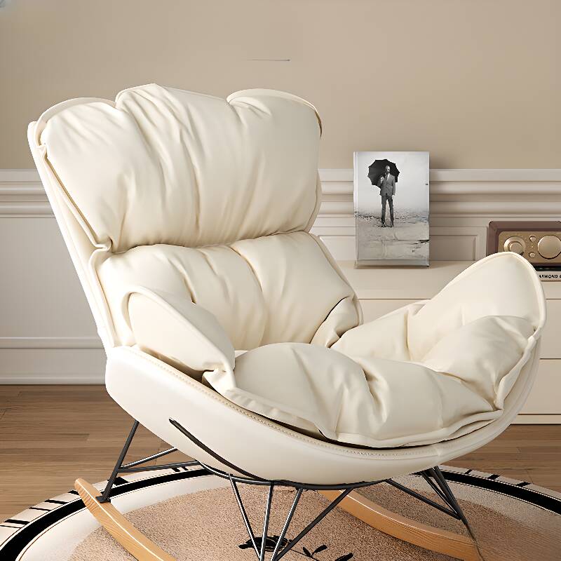 Storm Gray/Cerulean/Tangerine Colour Minimalist Upholstered Rocking Chair with Cushioned Seat and Stain Resistance