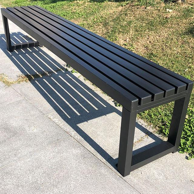 Trendy Outdoor Bench with Midnight Black/Gray/White Iron Seating