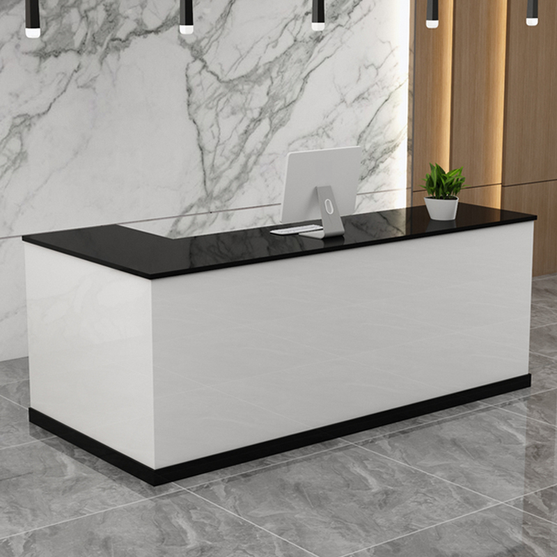 L-Shape Reception Desk with Desk Return & Closet & Keyboard Tray & Cable Management, Manufactured Wood Top, Blue/Green/Unfinished Colour Countertop