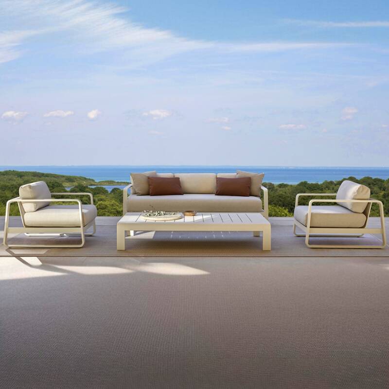 Nordic Metal Sofa/Loveseat, Chalk Upholstery, Seats 2/3, Stain Resistant, with Cushion, 1 Piece