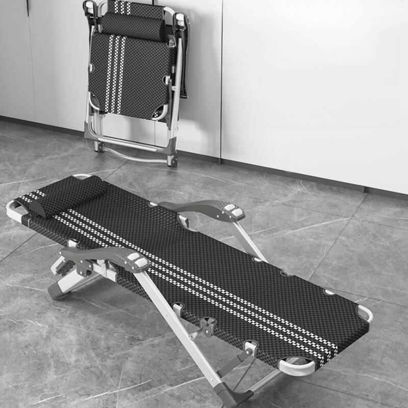 Checkered Cushioned Fold Away Chair Recliner with Headrest