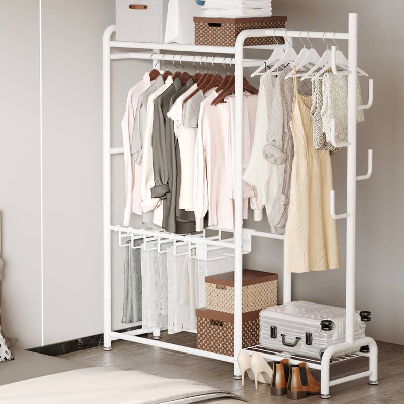 Contemporary Metal Coat Rack in Black/White with 1 Shelf/2 Shelves