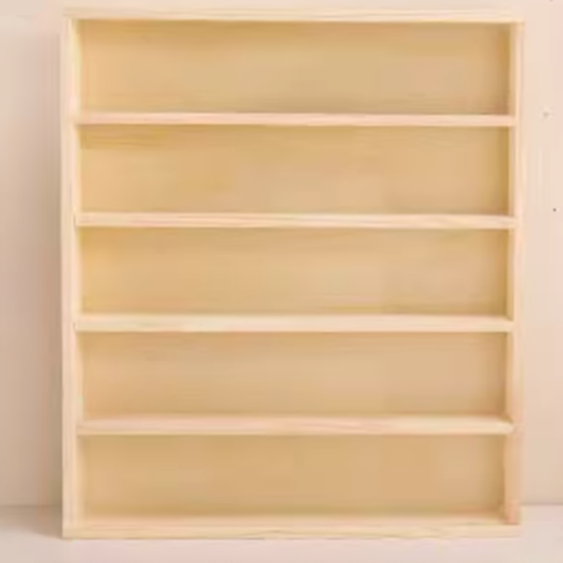 Natural Colour Parlor Floating Mount Accent Cabinet with 5 Shelves, Closed Wall Cabinet, and Storage