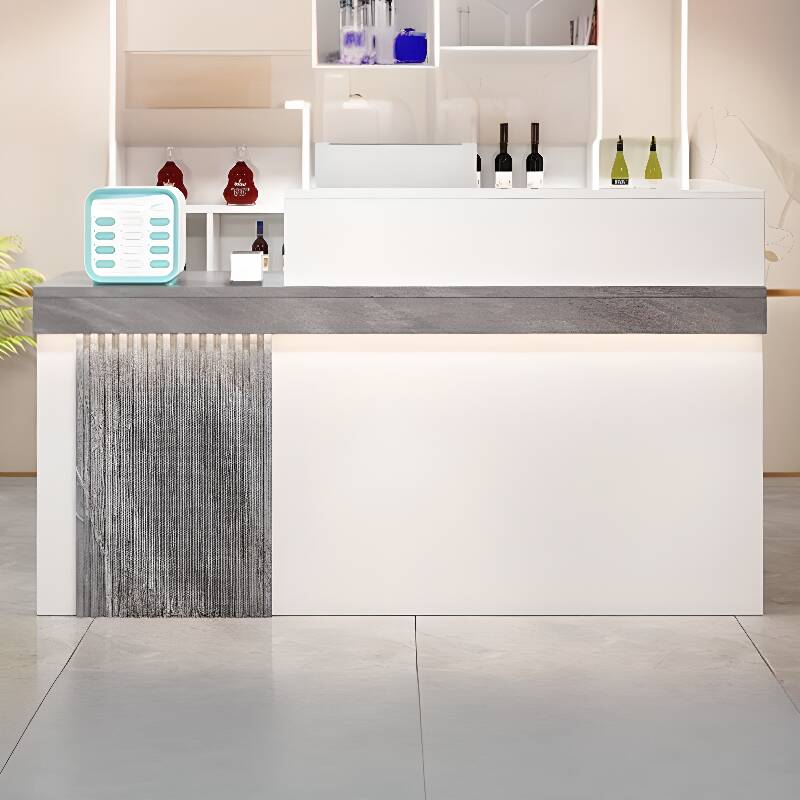 Laminate Top Reception Desk, L-Shape & Desk Return, Cable Management & Hutch & Keyboard Tray