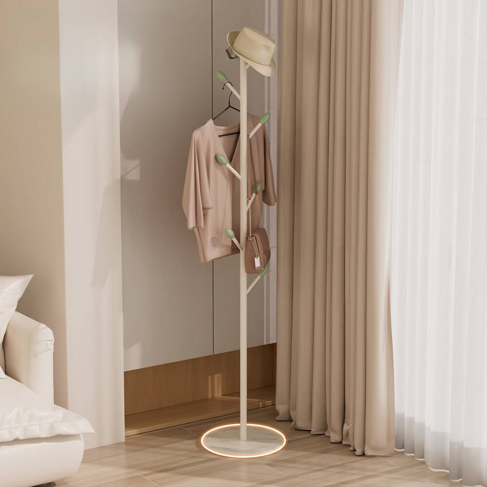 Contemporary Metal Hall Tree With Polymer Hook and Round Stand