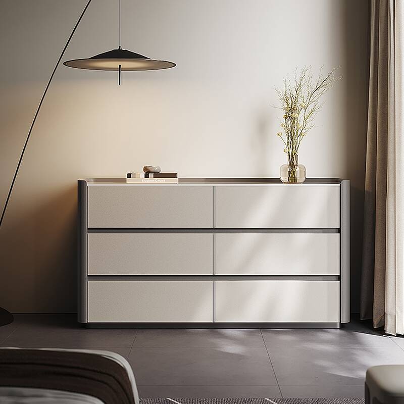 Modish Hardwood Console Dresser with 6 Drawers, Horizontal/Vertical Orientation