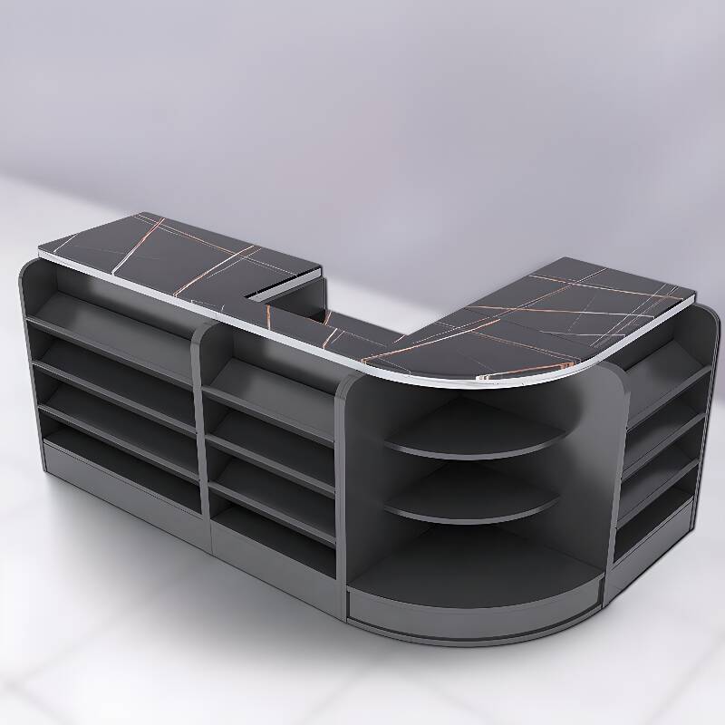 Corner Reception Desk with Slate Top and Desk Return