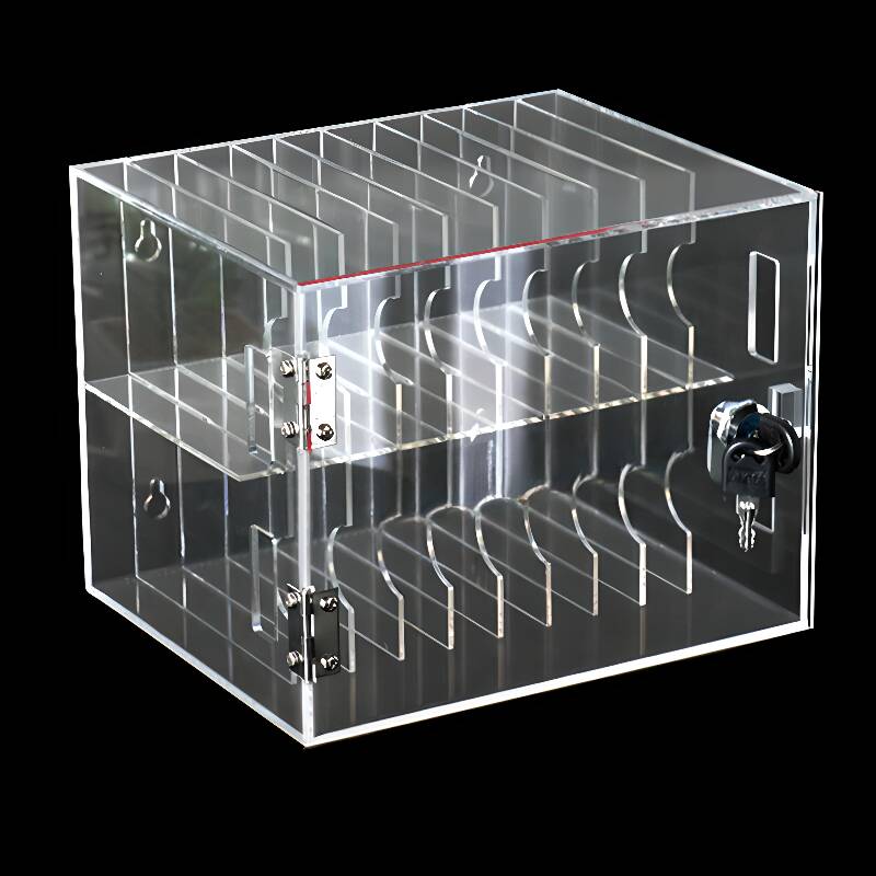 Transparent Modern Simple Style Acrylic 4-tier/3-layer Cell Phone Lockers with Clear Doors and Master Key