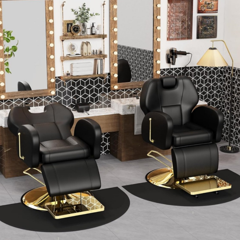 Scratch Resistant Variable-sized Barber Chair with Alterable Headrest & Foot Pedestal, Alloy Frame, Manual Recline