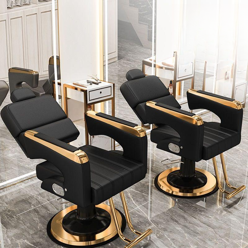 Rectangle Damp-proof Adaptable Barber Chair with Adjustable Headrest & Ottoman, Manual Recline