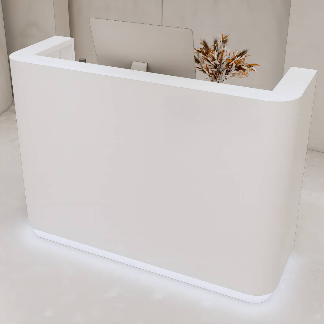 Rectangle Reception Desk with Hutch, Cabinets, Keyboard Tray, and Manufactured Wood Top