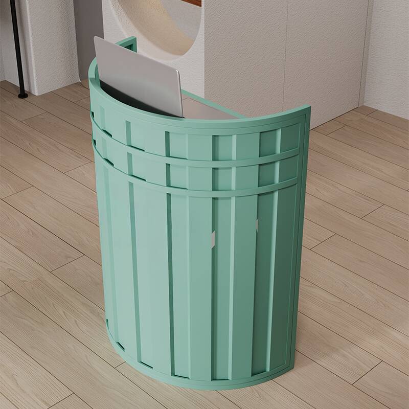 Contemporary Half-circle Reception Desk with Dark Blue/Olive Green/Beige Iron Top