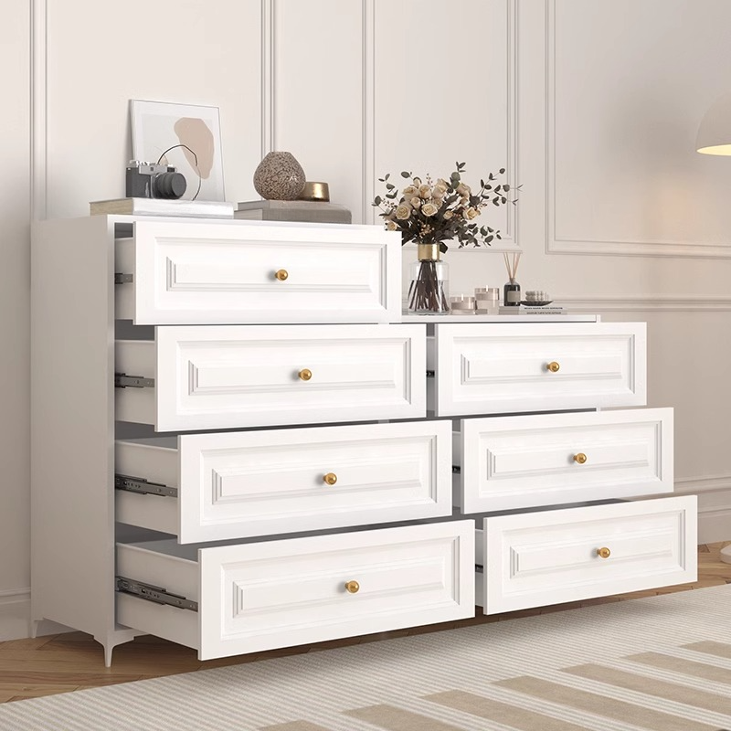 White Art Deco Steel Bachelor Chest with 4 Drawers/3 Drawers, Vertical/Horizontal Orientation