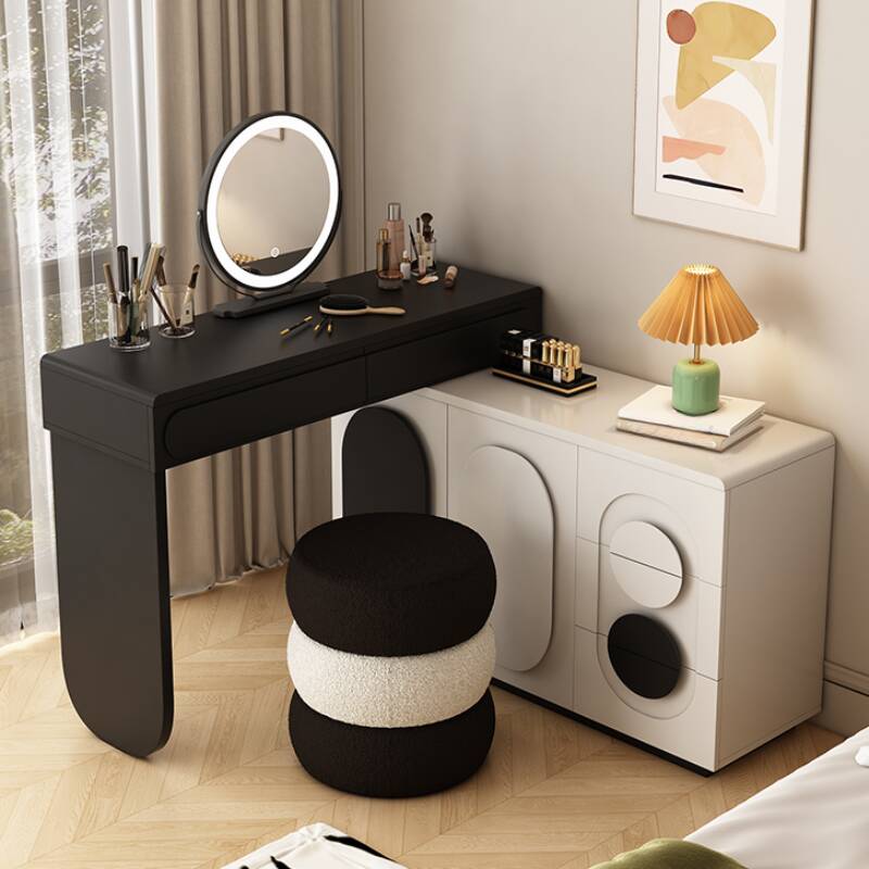 L-Shape Vanity Set with Illumination Light, Door, Sliding, 2-in-1, Adjustable Touch and Brightness