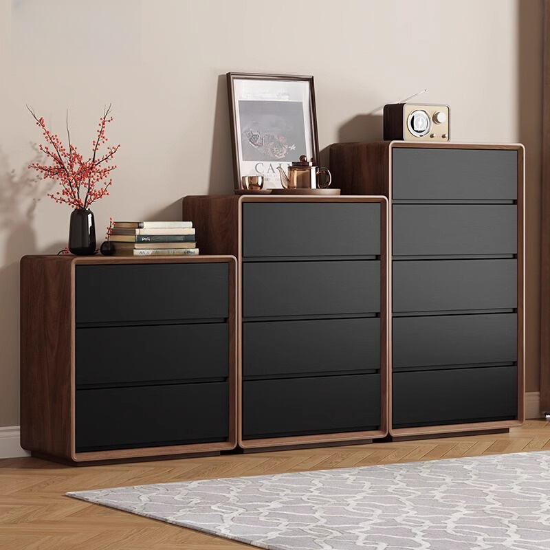 6 Drawers/4 Drawers/5 Drawers Simple Midnight Black Rubberwood Vertical/Horizontal Bachelor Chest/Double Dresser/Semainier