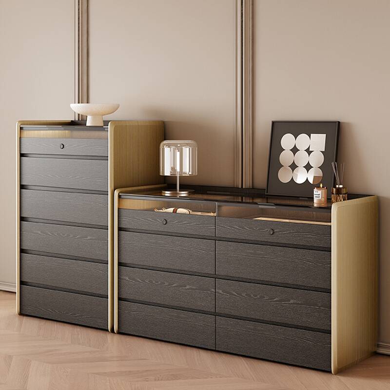 Coal Casual Manufactured Wood Semainier/Console Dresser with 6/8 Drawers in Vertical/Horizontal Orientation