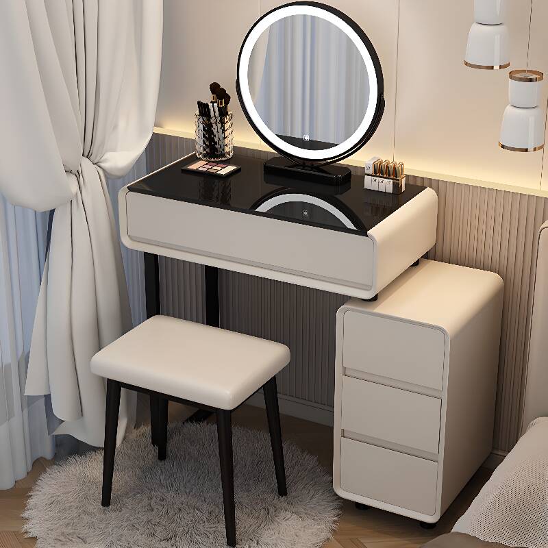 Ink Seating Illuminating Vanity Set with Scalable Sliding Features, 2-in-1 Design, and Adjustable Touch Brightness
