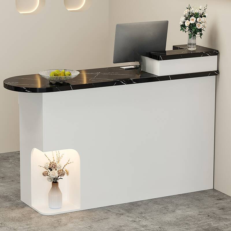 Rectangle Reception Desk with Locker, Hutch, and Manufactured Wood Top