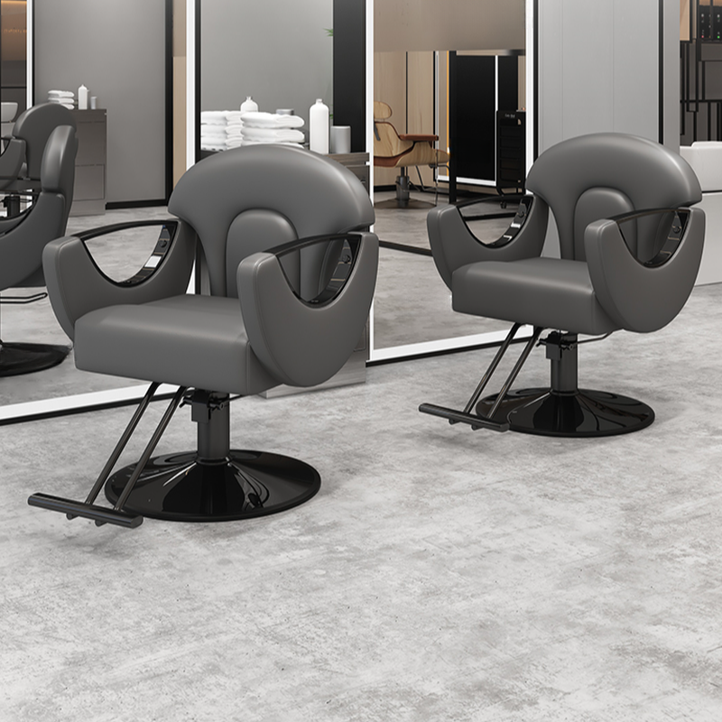 Lifting Swivel L-Shape Solid Colour Rainproof Alterable Barber Chair with Solid Back Panel and Alloy Foot Pedestal
