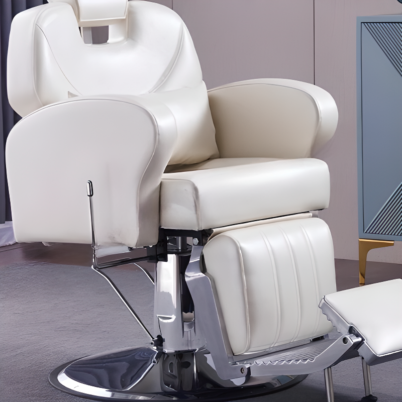 Swivel Height Adjustable L-Shape Watertight Solid Colour Upholstered Leather Reclining Barber Chair with Enclosed Back