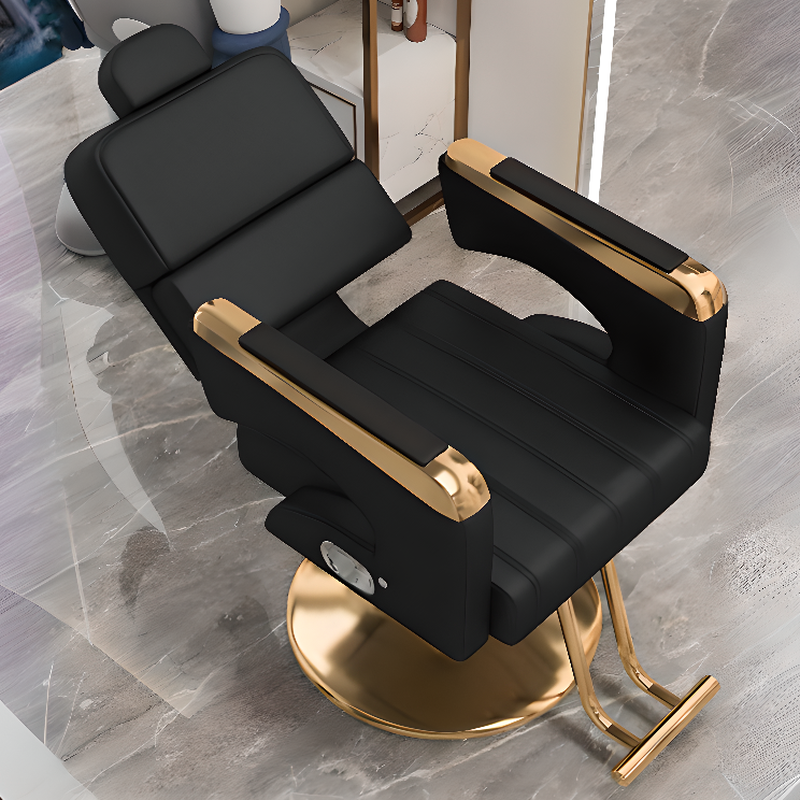 L-Shape Solid Colour Watertight Barber Chair with Solid Back, Stainless Alloy Frame, and Reclining Foot Rest