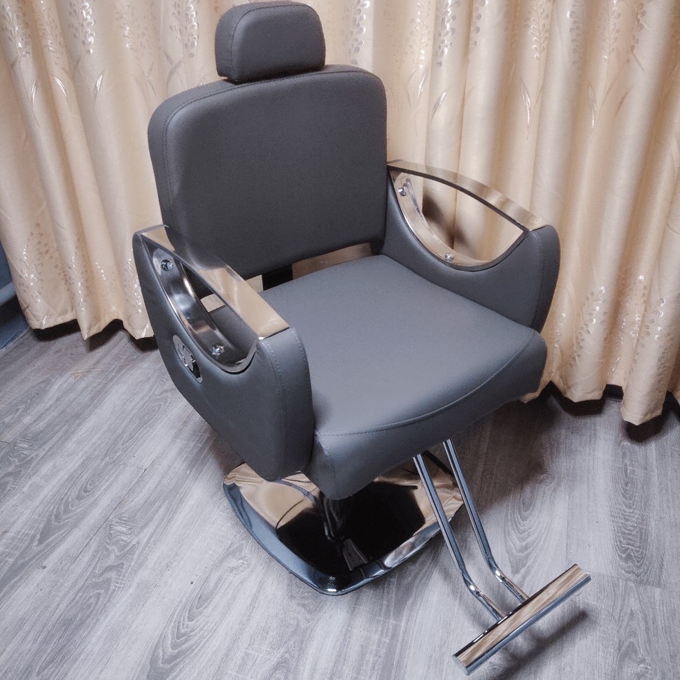Alloy/Stainless Steel Frame L-Shape Watertight Solid Colour Adjustable Reclining Barber Chair with Solid Back Panel and Foot Support