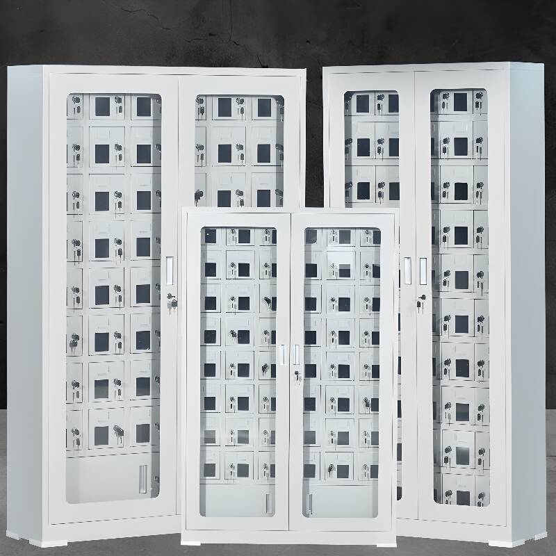 6 or more/5-layer/4-layer Steel 5-Wide or more/3-Wide/4-Wide Employee Lockers in White with 10 or More Compartments/9 Compartments, Clear Doors and Lock