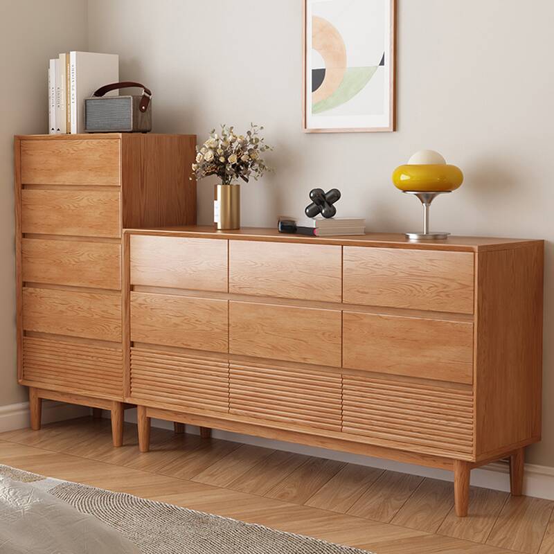 Auburn Trendy Manufactured Wood Console Dresser/Semainier with Multiple Drawers in Various Orientations