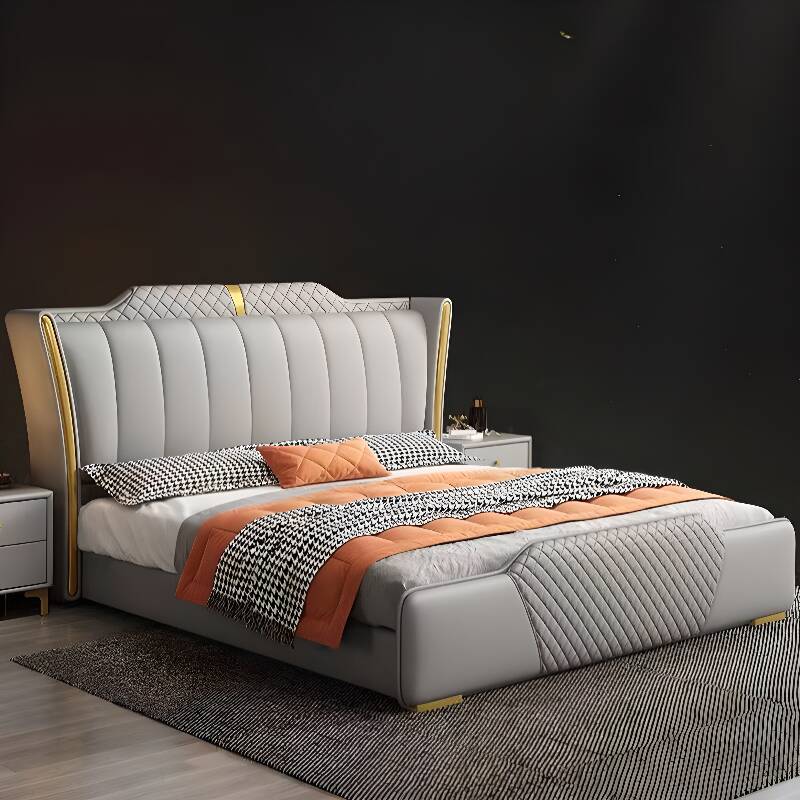 Sophisticated Gray Art Deco Panel Bed