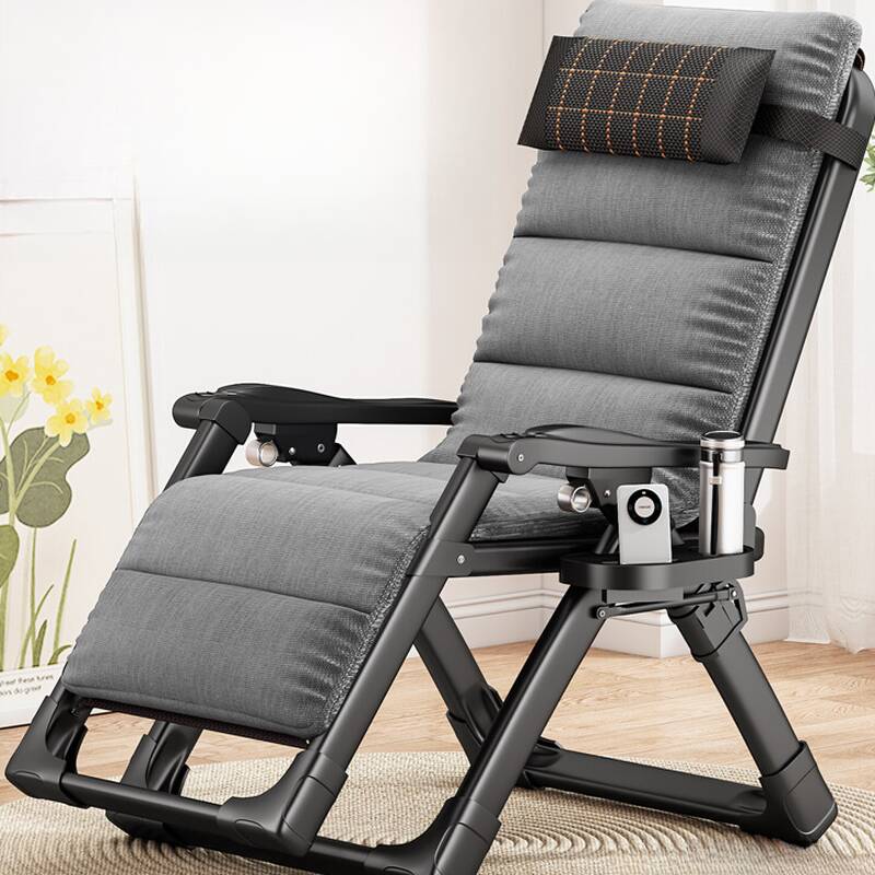 Space-saving Reclining Chair with Headrest and Cupholder