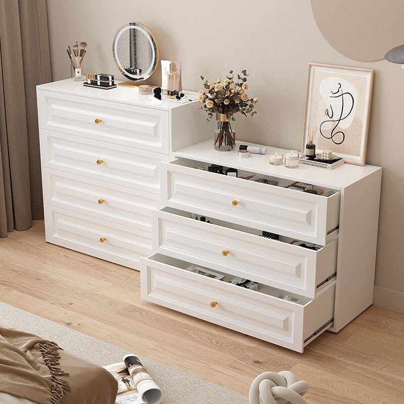 White Trendy Steel Semainier/Console Dresser with Multiple Drawers Vertically Oriented