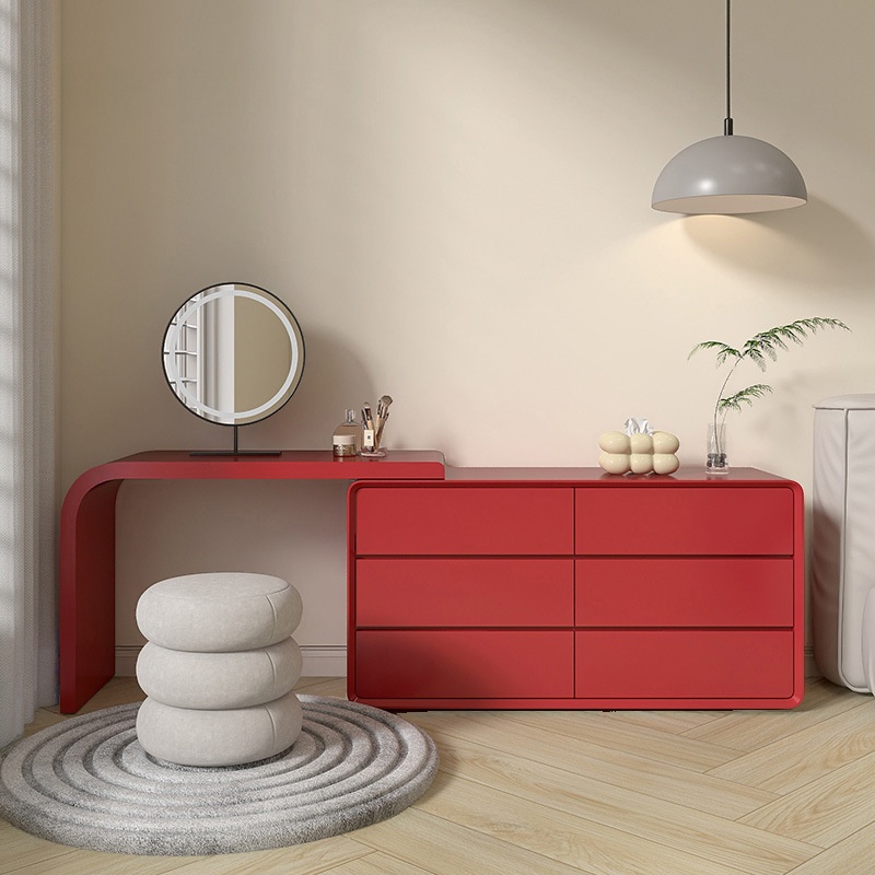 Engineered Wood L-Shape Turn Design Scalable Makeup Vanity with Push-Pull for Sleeping Room