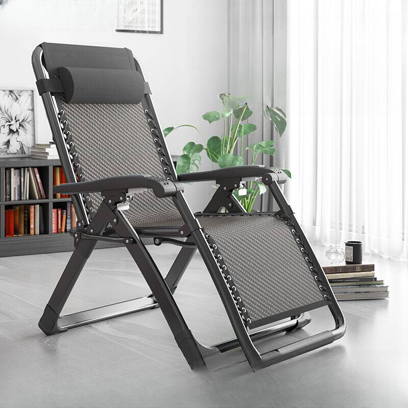 Space-saving Cushioned Reclining Deck Chair with Headrest