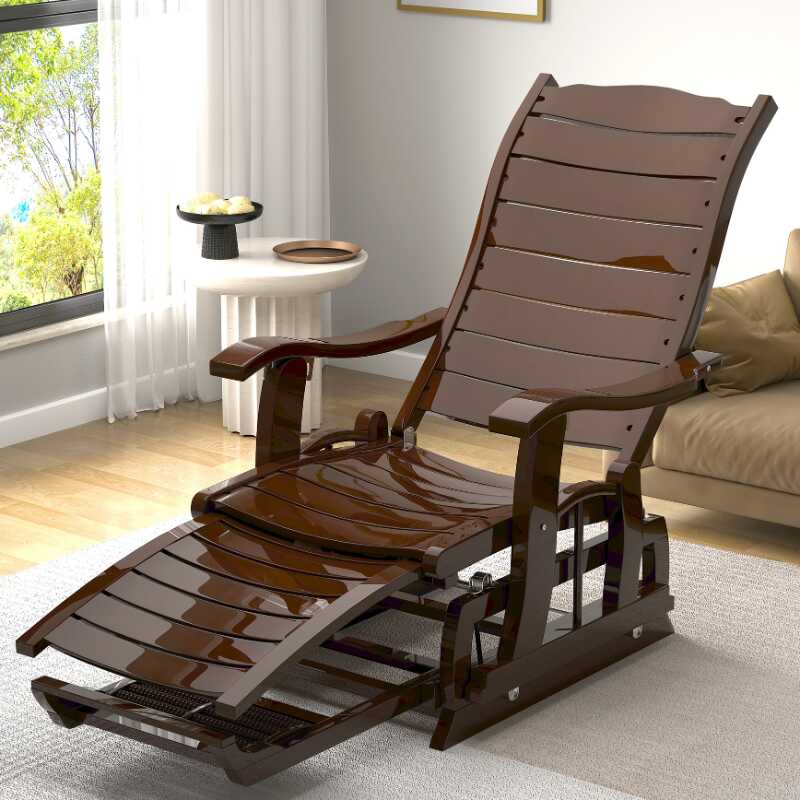 Space-saving Arm Recliner with Wood Grain Legs, Cushioned Upholstery, and Foot Stand