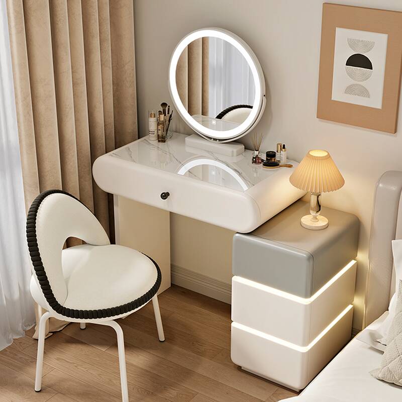 Adjustable Brightness Adjustable Touch Push-Pull Multiple Colour Vanity Set in Wood with Lighting for Sleeping Room