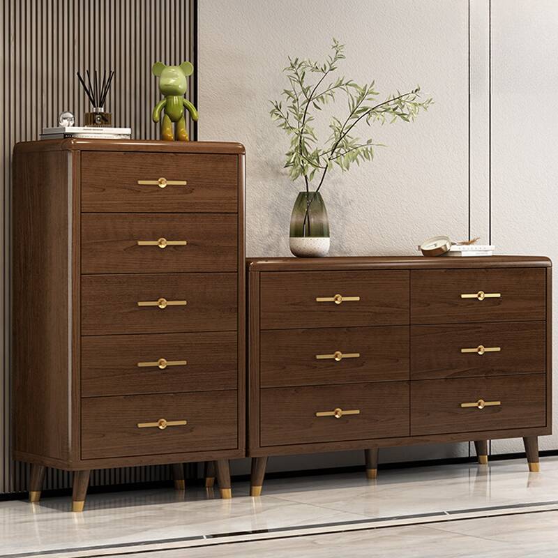 Horizontal Hardwood Cocoa Console Dresser/Semainier with 6 Drawers/8 Drawers/5 Drawers in a Modern Style