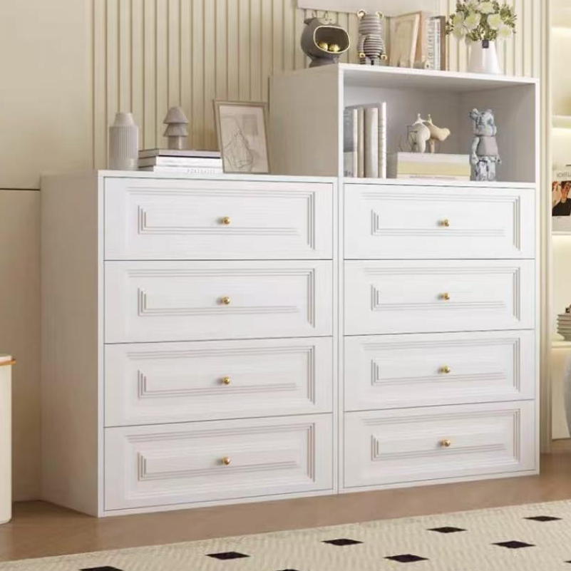 Modish White Vertical Bachelor Chest/Semainier/Console Dresser in Metal with 5 Drawers/6 Drawers/4 Drawers