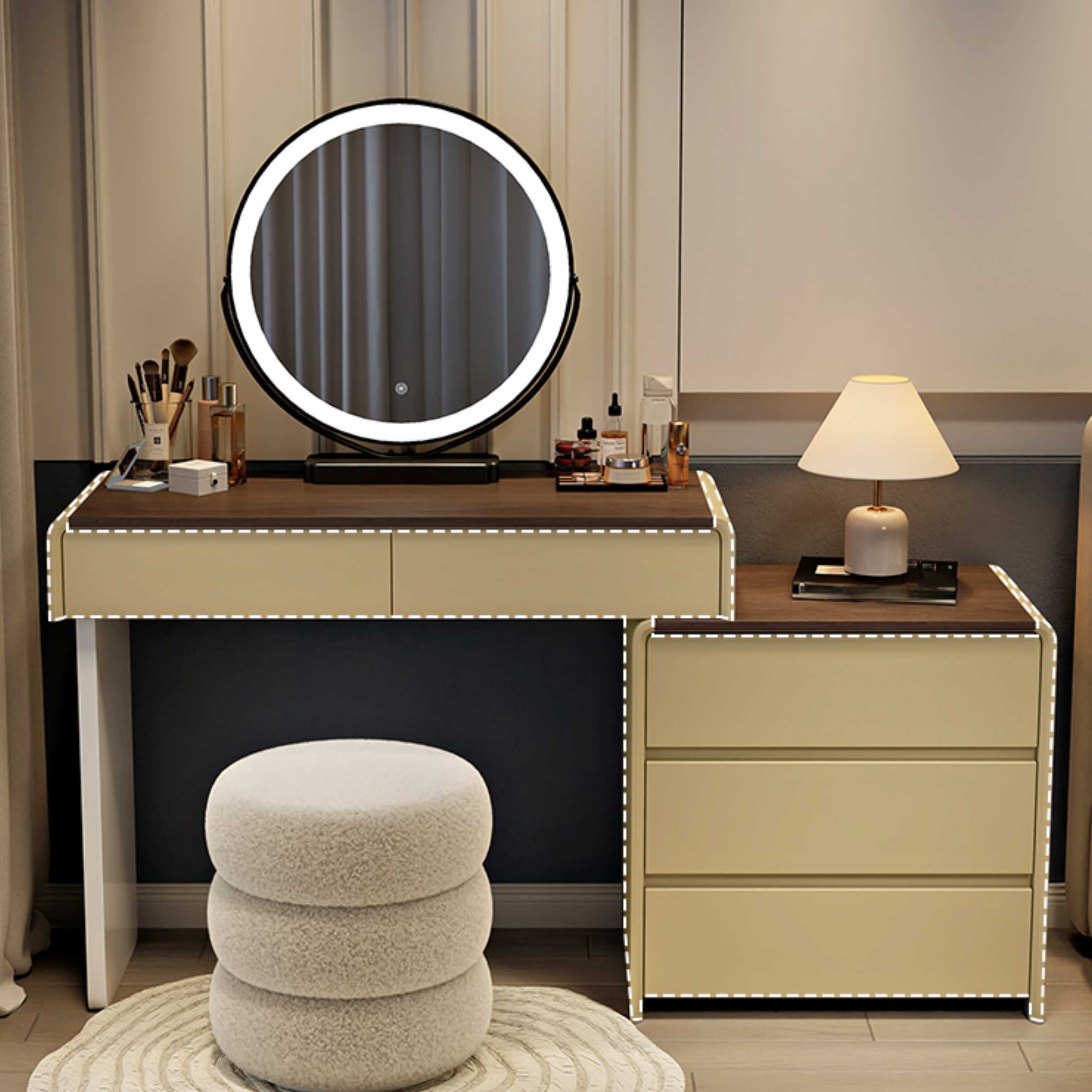 Scalable Makeup Vanity with Push-Pull Feature for Sleeping Room