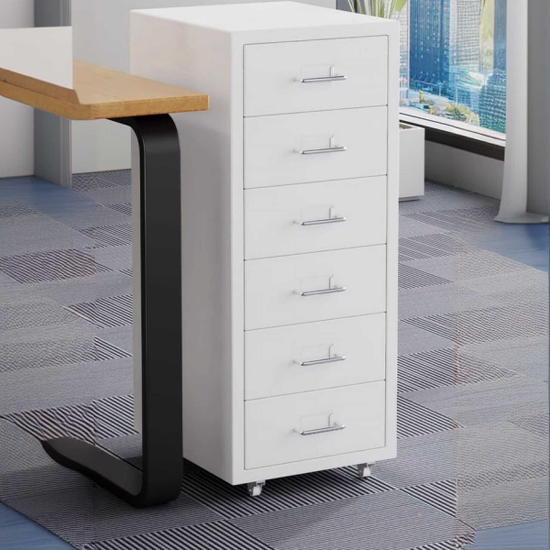 Free Standing Vertical Filing Cabinet with Watertight Swivel and Tableside Orientation, Includes Stockroom Storage