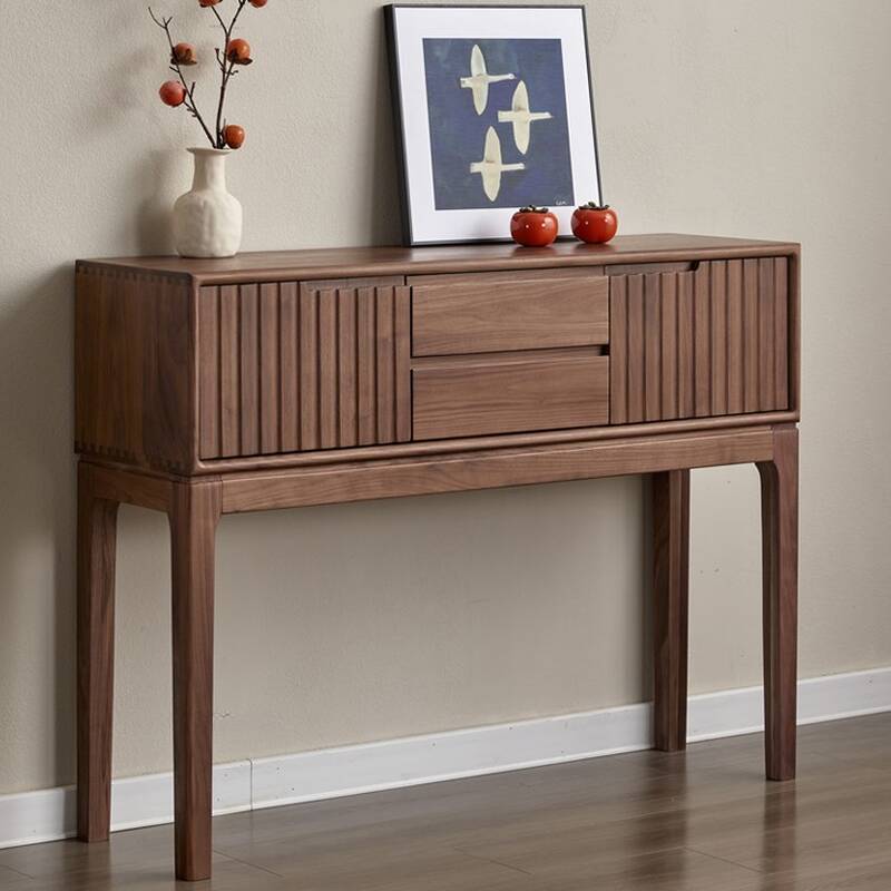 Farm Style Timber Console Desk with 2 Cabinets and Soft Close Features