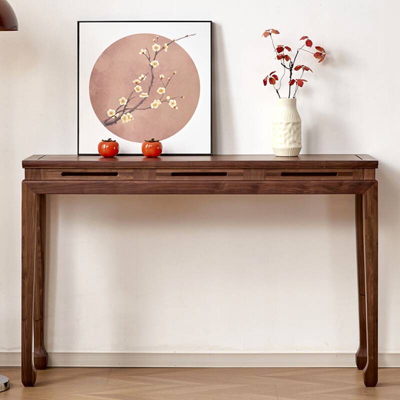 Modern Cocoa Timber Four Legs Console Desk with Rectangle Top