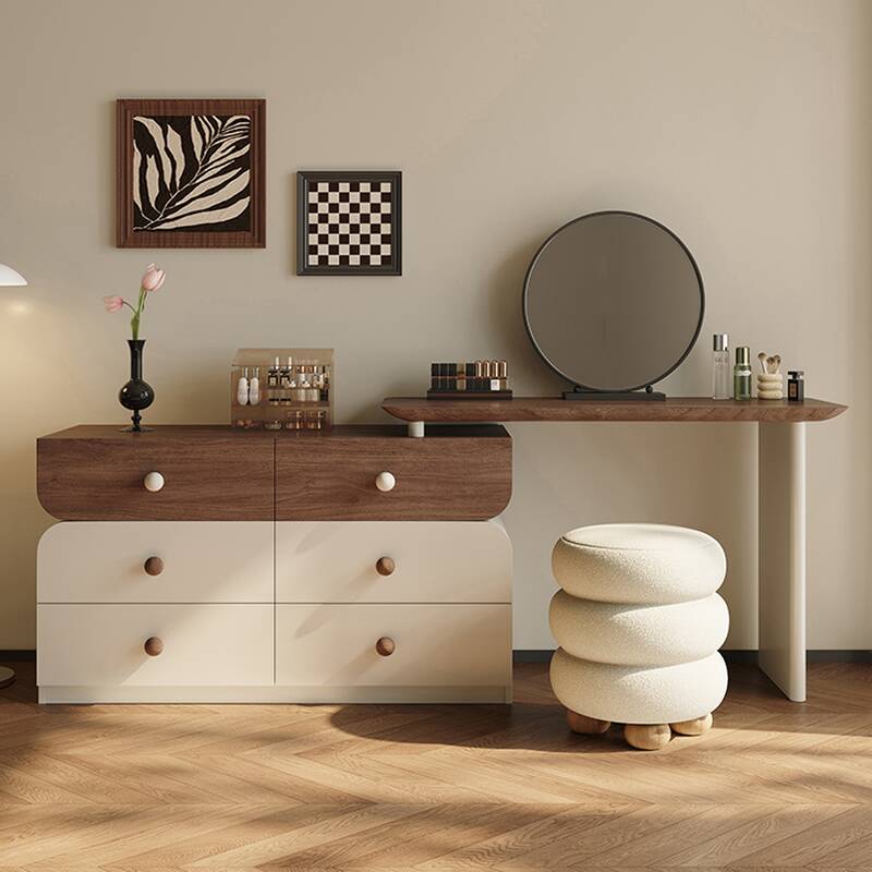 Sepia Vanity Set with Natural Wood, Scalable, Push-Pull, 2-in-1 Design for Sleeping Room