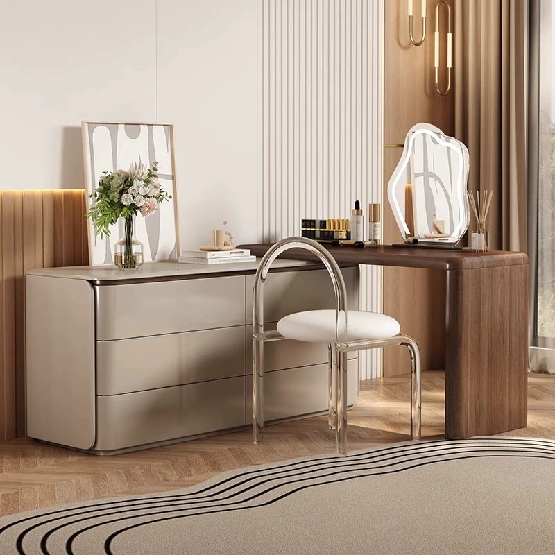 L-Shape 2-in-1 Scalable Vanity Set with Solid+Engineered Wood