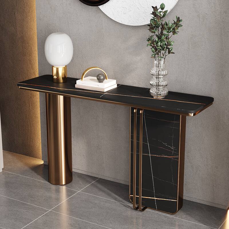 Modern Sintered Stone Rectangular Foyer Table with Aesthetic Base