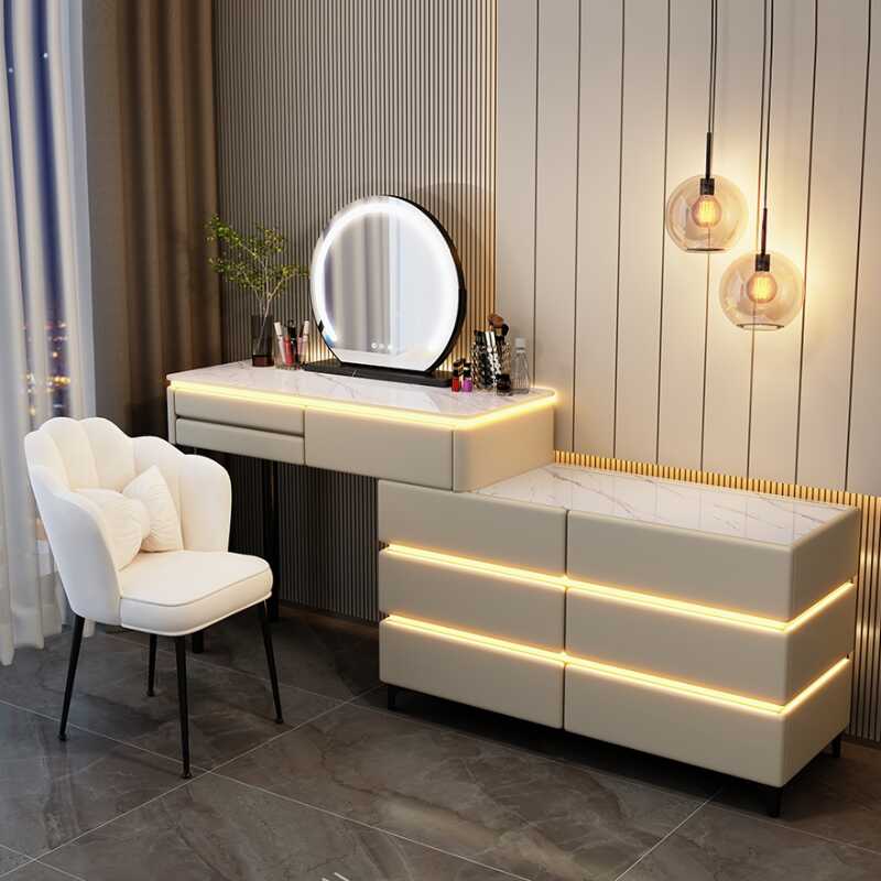 2-in-1 Scalable Illuminating Sleeping Quarters Vanity Set with 9 Drawers, Adjustable Touch and Adjustable Brightness