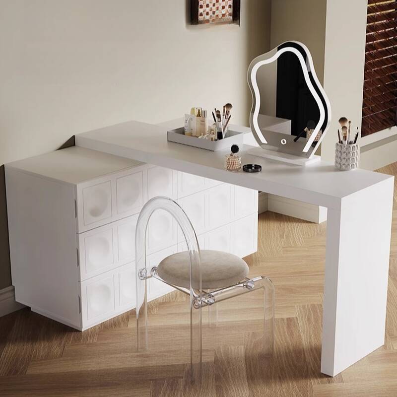 Sleeping Room Vanity Set with Lighting System, Scalable 2-in-1 Vanity, Adjustable Touch and Brightness