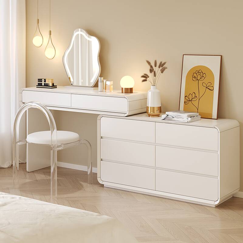 L-Shape Scalable Push-Pull 2-in-1 Makeup Vanity for Sleeping Room