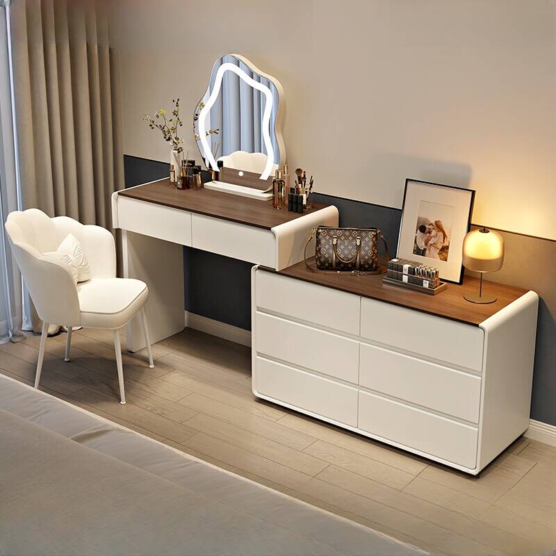 Push-Pull L-Shape Scalable Vanity Set/Makeup Vanity for Sleeping Quarters, 2-in-1